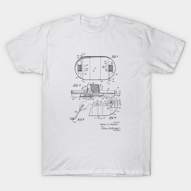 Hockey Game Board Vintage Patent Drawing T-Shirt by TheYoungDesigns